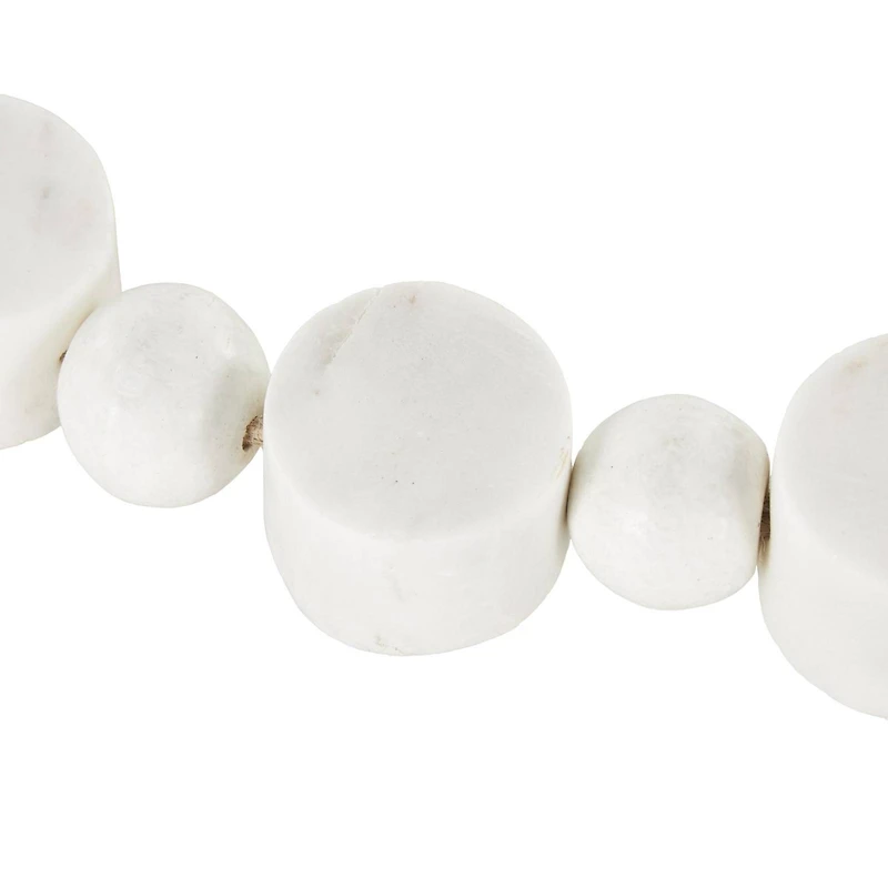 44" White Marble & Brown Jute Handmade Orb Beaded Garland with Tassel