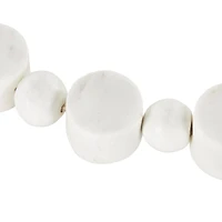 44" White Marble & Brown Jute Handmade Orb Beaded Garland with Tassel