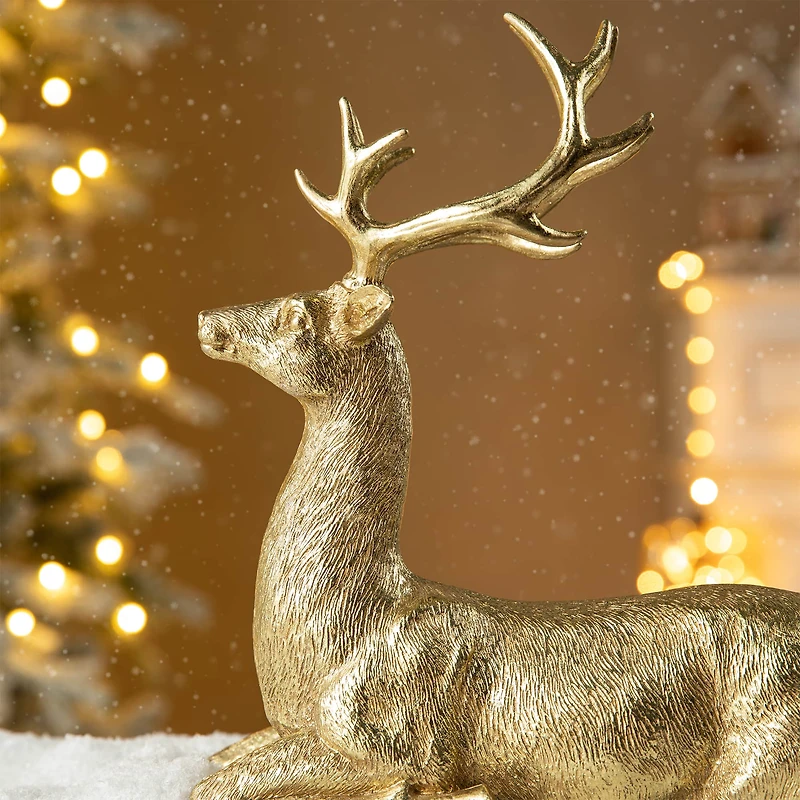 Glitzhome® 11" Lying Reindeer Table Décor