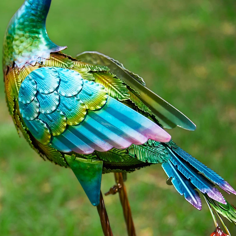 Glitzhome® 32" Metal Standing Peacock Garden Statue with Stakes