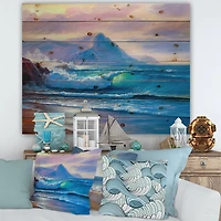 Designart - Blue Waves Breaking At The Beach I