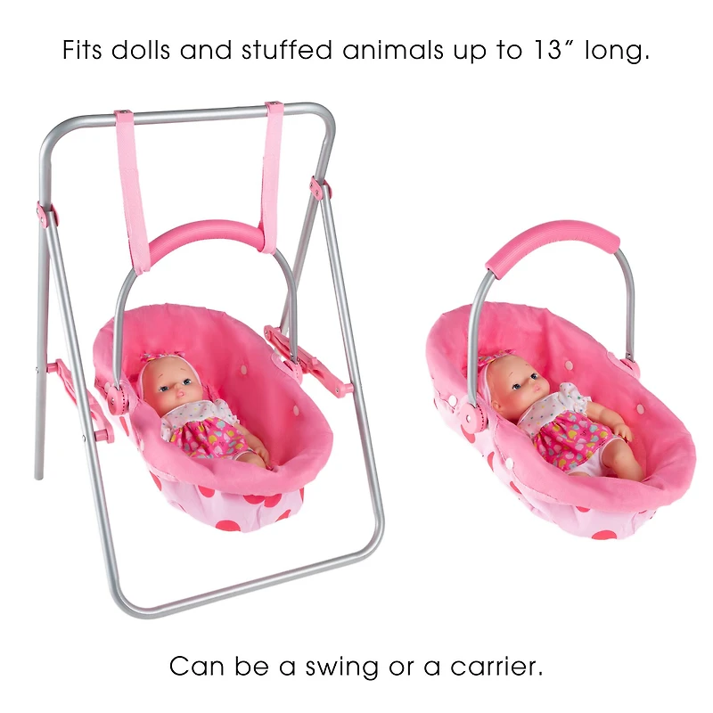 2-in-1 Baby Doll Swing and Carrier Toy Set