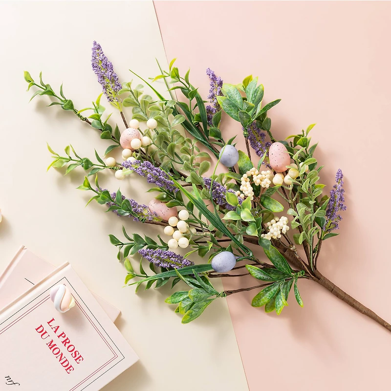 Glitzhome® 28" Easter Eggs & Lavender Picks Set