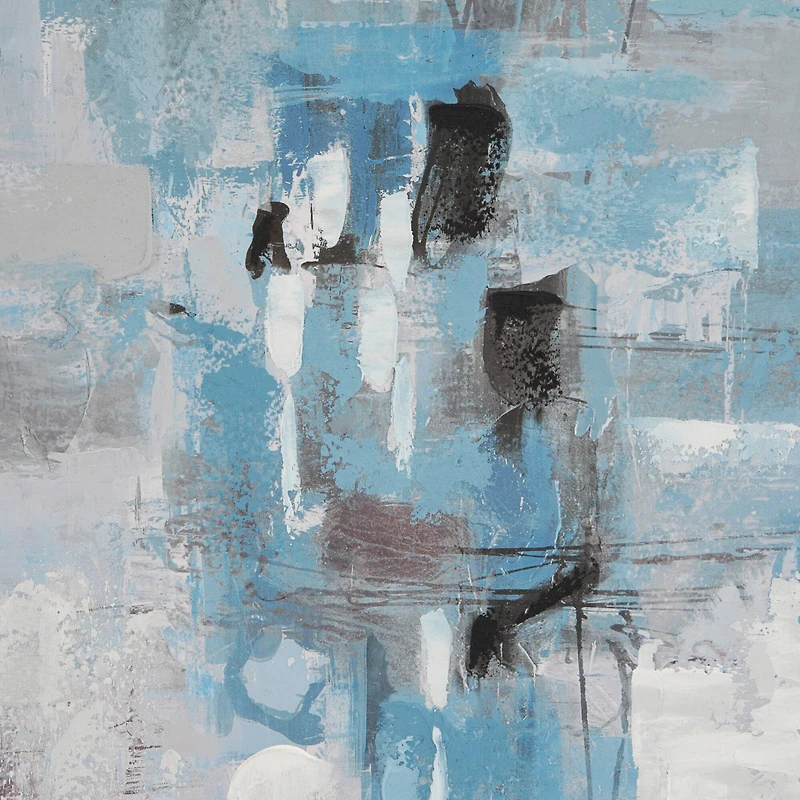 Blue Wood Contemporary Framed Wall Art 40" x 39" x 2"