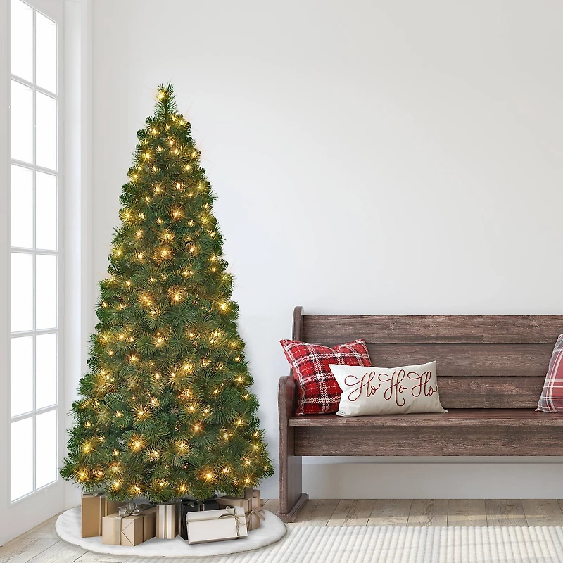 6.5ft. Pre-Lit Wall Half Artificial Christmas Tree, Clear Lights