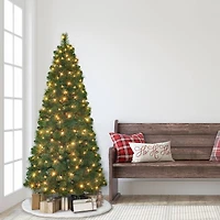 6.5ft. Pre-Lit Wall Half Artificial Christmas Tree, Clear Lights