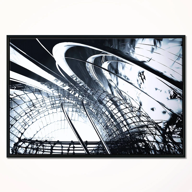 Designart - 3D Abstract Art Black Structural