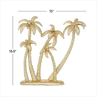 16" Gold Coastal Palm Tree Sculpture