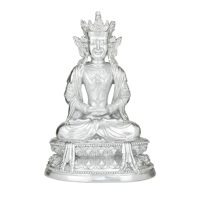 Silver Resin Bohemian Buddha Sculpture, Set of 21" x 14" x 10"