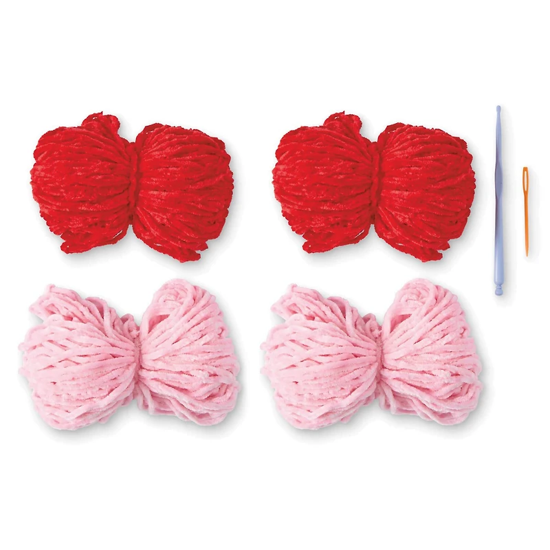 Intermediate Pink & Red Bow Garland Amigurumi Crochet Ornament Kit by Loops & Threads®