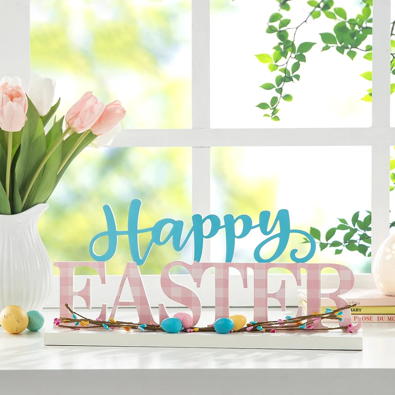 Glitzhome® 15.75" Easter Wooden "Happy Easter" Table Décor