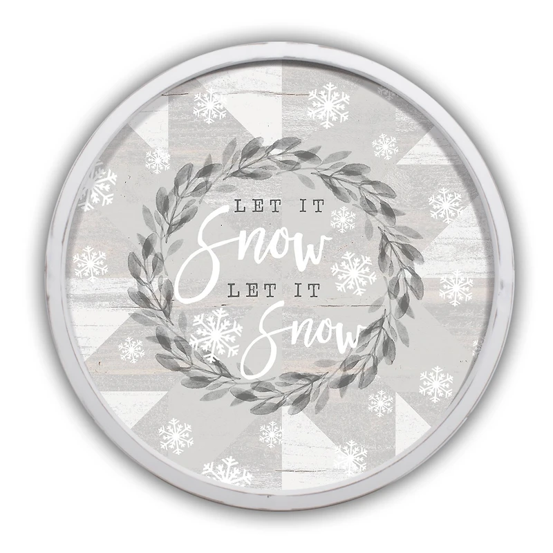 Let it Snow Let it Snow Round White Framed Print Wall Art