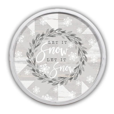 Let it Snow Let it Snow Round White Framed Print Wall Art