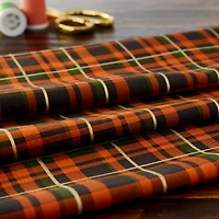 Fabric Traditions Fall Brown Plaid Glitter Cotton Fabric