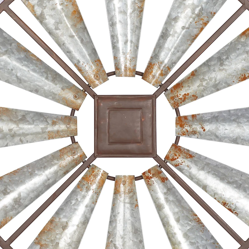Silver Farmhouse Decorative Windmill Wall Accent