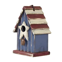 Glitzhome® 9" Solid Wood & Metal Rustic Style Birdhouse