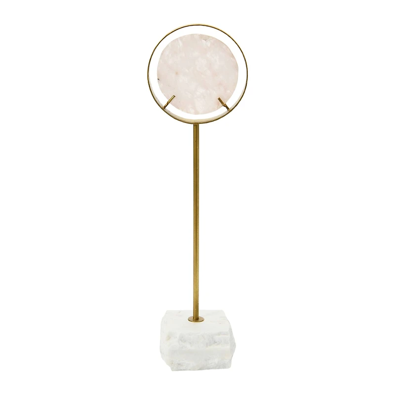 Hello Honey® 18" White Decorative Agate Accent on Metal & Marble Stand