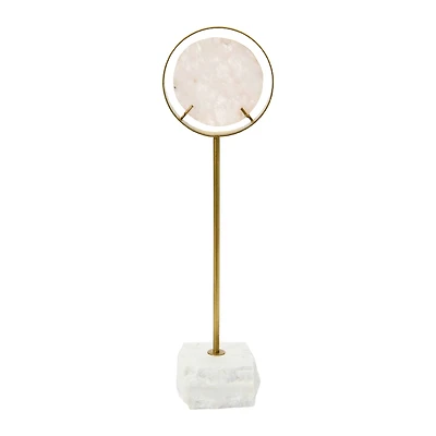Hello Honey® 18" White Decorative Agate Accent on Metal & Marble Stand