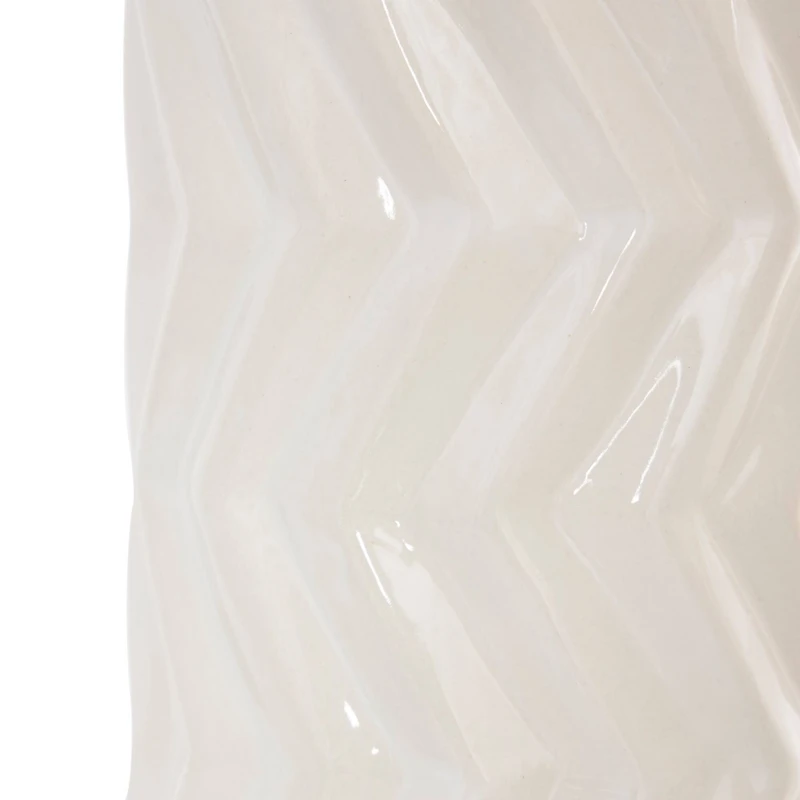 White Ceramic Dimensional Chevron Textured Vase with Varying Shapes Set
