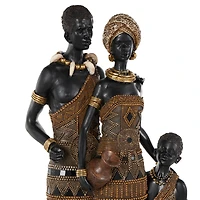 23" Family Tall African Decorative Sculpture with Gold Jewels