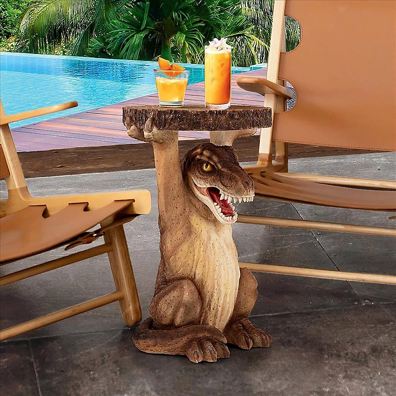 Design Toscano 20" Tyrant T-Rex Sculptural Dinosaur Side Table