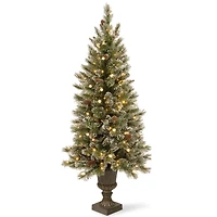 5ft. Pre-Lit Glittery Bristle® Entrance Artificial Christmas Tree, Warm White LED Lights