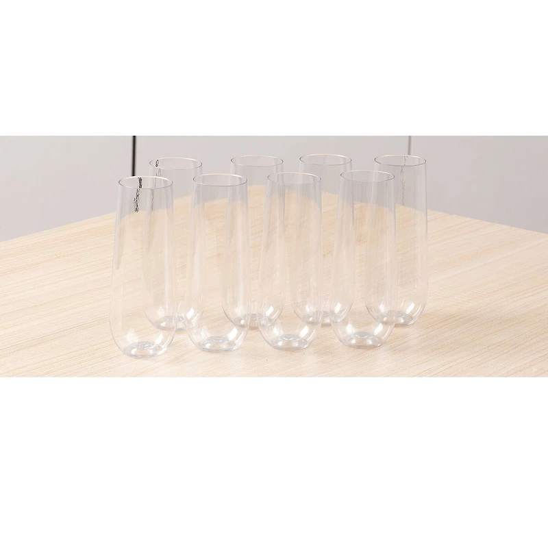 12 Packs: 8 ct. (96 total) 9oz. Clear Plastic Stemless Champagne Flutes by Celebrate It™
