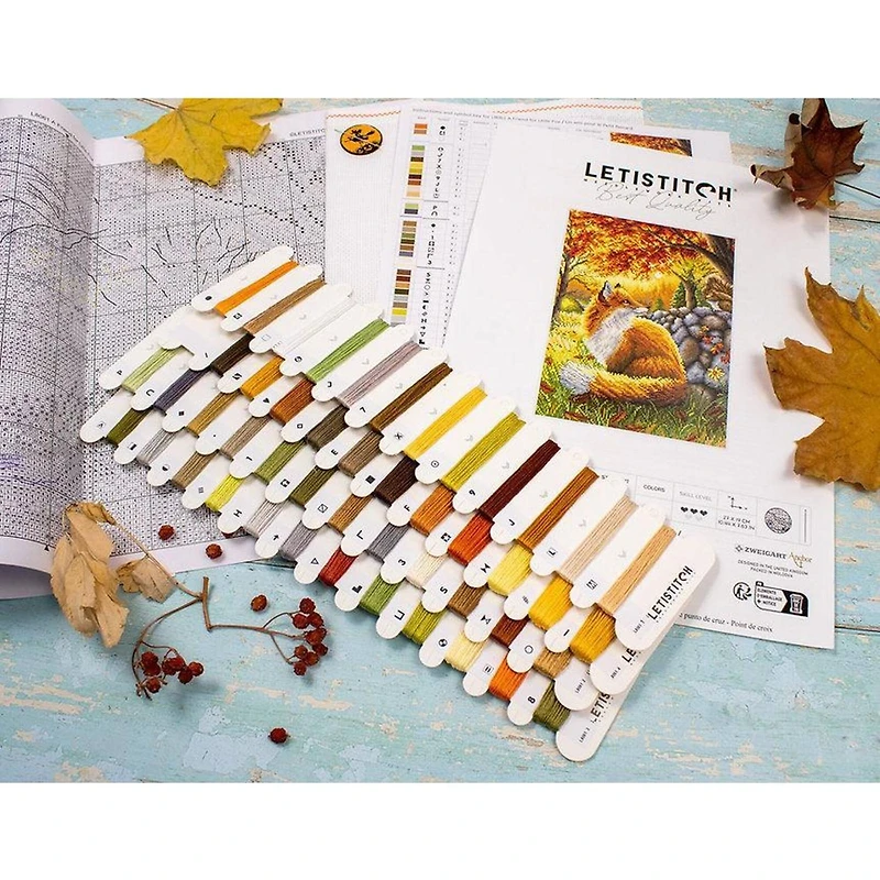 LetiStitch A Friend for Little Fox Counted Cross Stitch Kit
