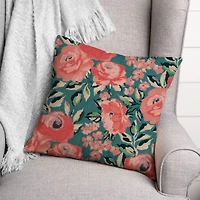 Pink and Red Flowers 18" x 18" Indoor / Outdoor Pillow