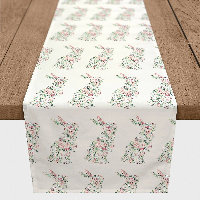 72'' Floral Rabbit Pattern Table Runner