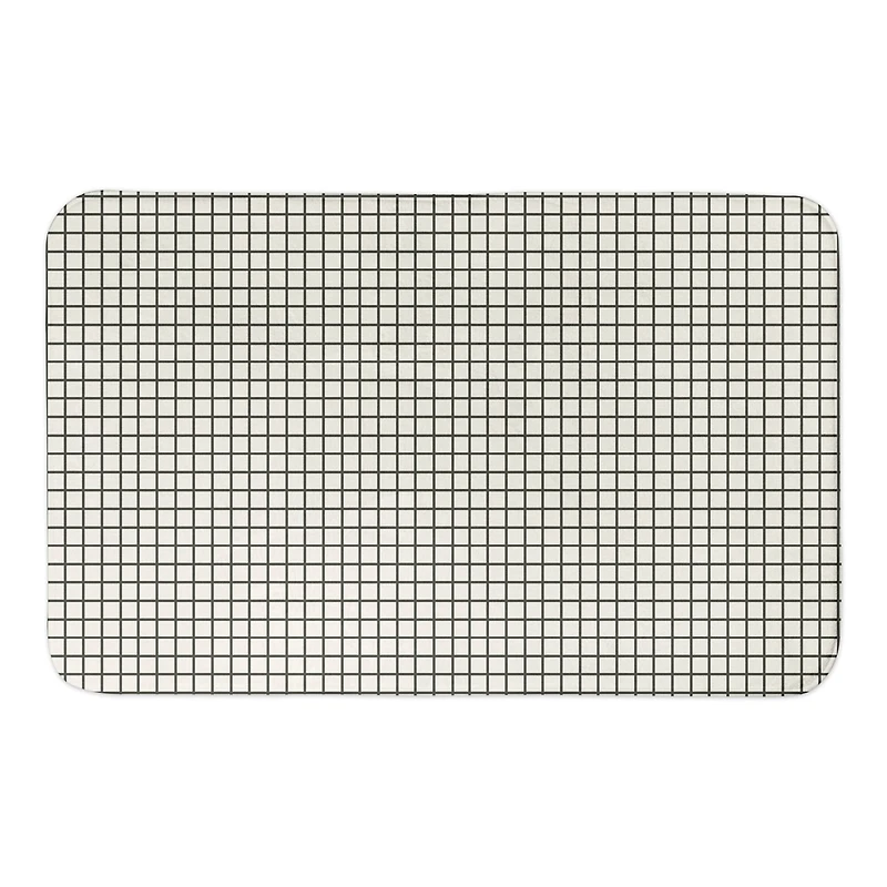 Designs Direct Dark On Light Grid Bath Mat, 34" x 21"
