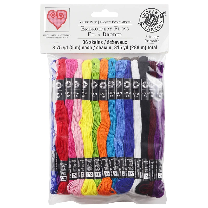 Primary Embroidery Floss by Loops & Threads™, 36ct.
