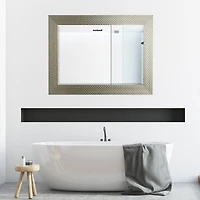 Head West Honeycomb Champagne Silver Beveled Glass Wall Mirror