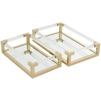 CosmoLiving by Cosmopolitan Gold Metal Mirrored Tray Set