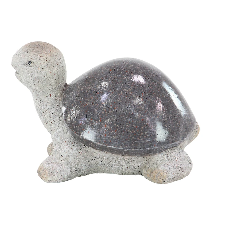13" White Polystone Turtle Garden Sculpture