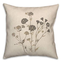 18" x 18" Charcoal Tan Botanicals Texture I Indoor & Outdoor Throw Pillow