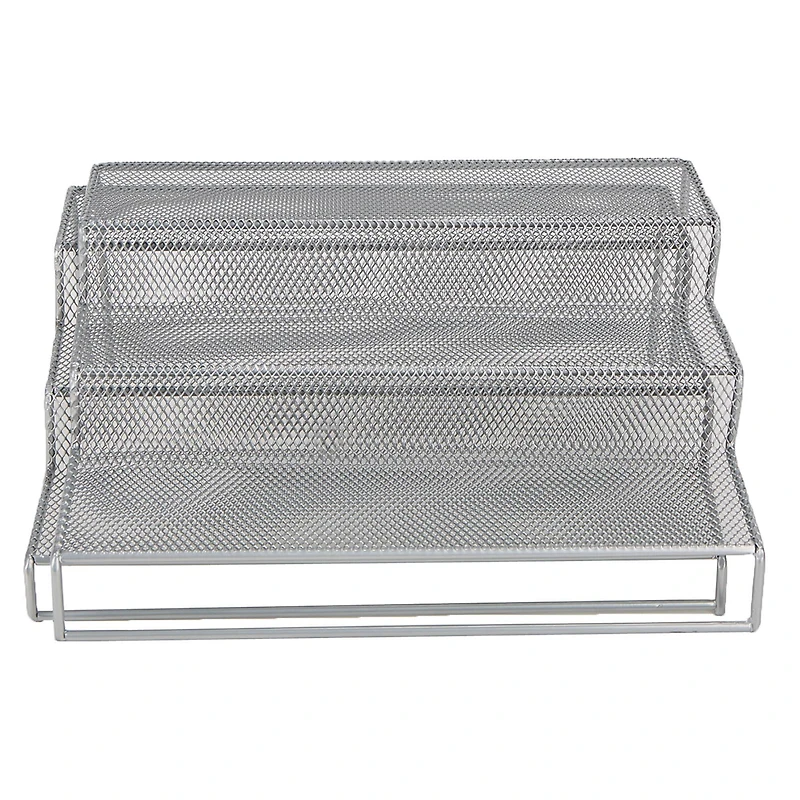 Mind Reader 3-Tier Silver Metal Mesh Multipurpose Kitchen Storage Organizer, 2ct.