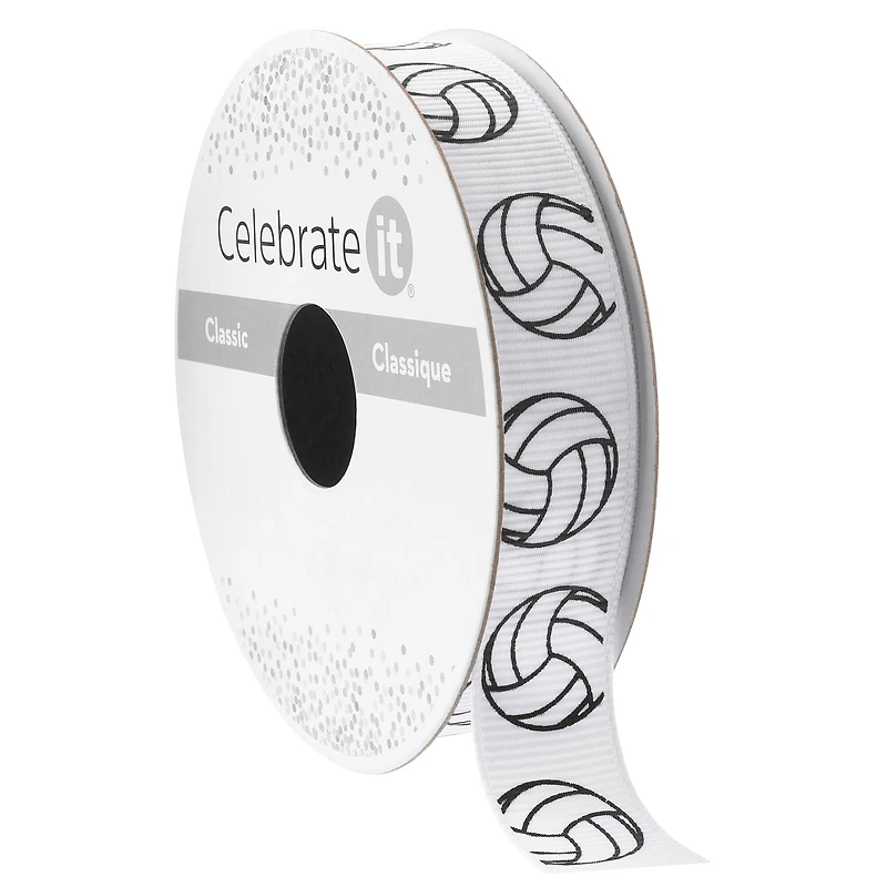 5/8" x 7yd. White Volleyball Grosgrain Ribbon by Celebrate It® Classic