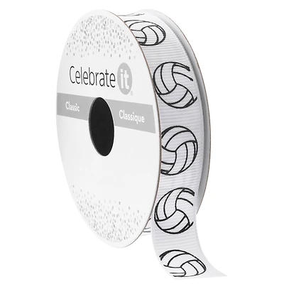 5/8" x 7yd. White Volleyball Grosgrain Ribbon by Celebrate It® Classic