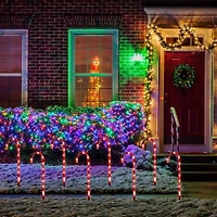 Candy Cane 8 Function Christmas Outdoor Pathway Markers - Set of 8