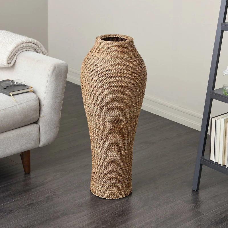 31" Natural Brown Seagrass Wrapped Vase