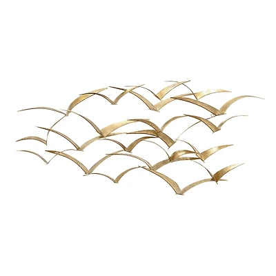 Gold Metal Coastal Birds Wall Decor, 47" x 21"