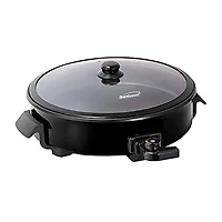 Brentwood 12" Round Black Nonstick Electric Skillet with Vented Glass Lid