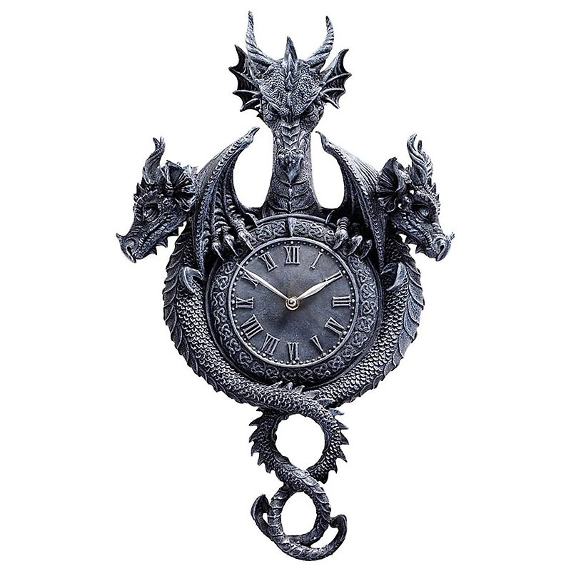 Design Toscano Past, Present, Future Sculptural Dragon Wall Clock