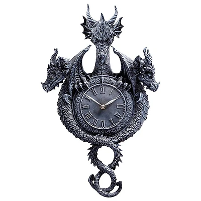 Design Toscano Past, Present, Future Sculptural Dragon Wall Clock