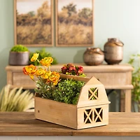 15.25" Natural Wood Barn Caddy Tray