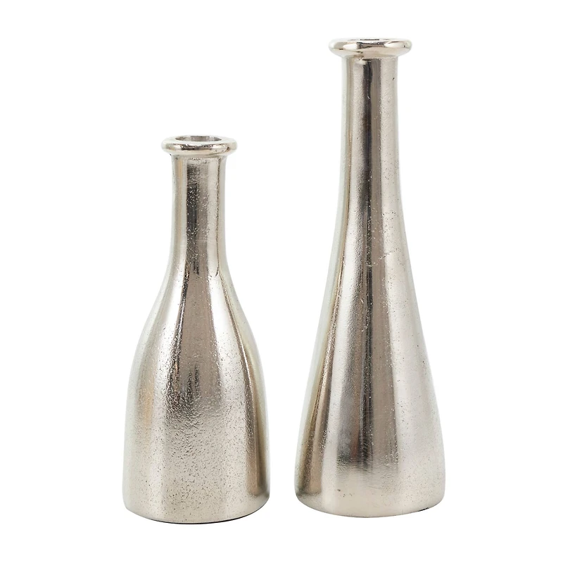 Silver Aluminum Taper Candle Holder Set