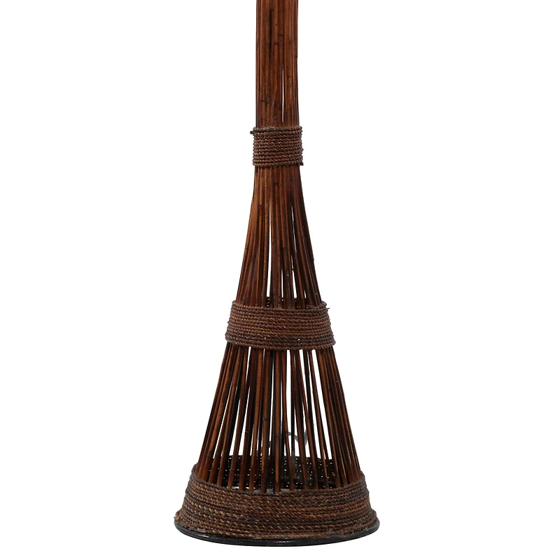 Brown Bamboo and Iron Traditional Floor Lamp, 59" x 10" x 10"
