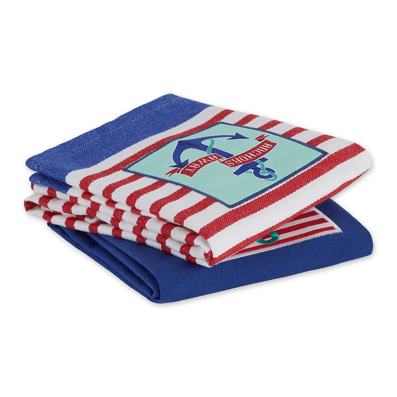 DII® Anchor's Away Collection Embellished Patch Kitchen Dishtowels, 2ct.