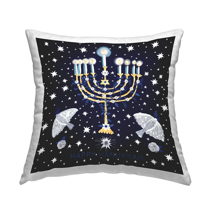 Stupell Industries Happy Hanukkah Menorah Pillow